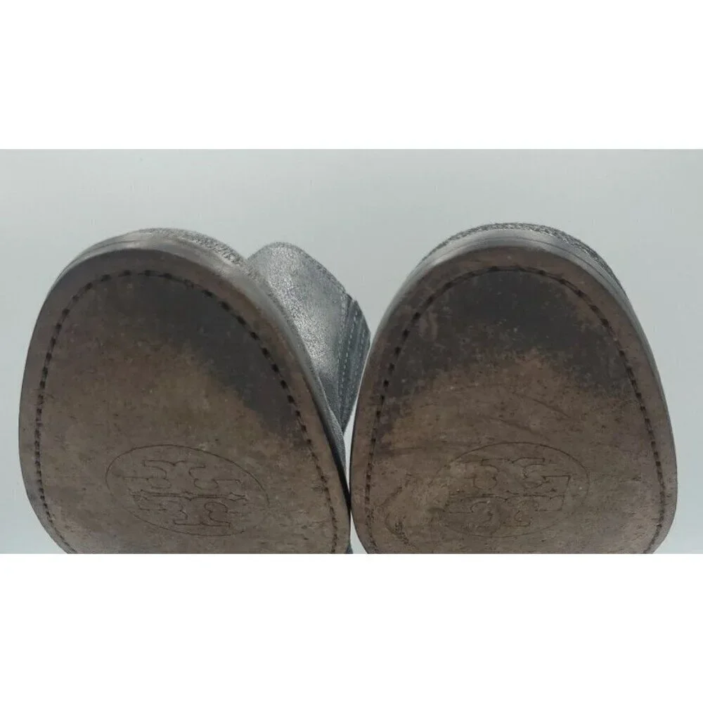 Tory Burch Wade Chelsea Gray Silver Shimmer Leather Ankle Boot Women's 9M /40
